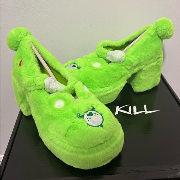 NIB Dolls Kill x Care Bears Green Love A lot Platform Mary Janes - Picture 3 of 12